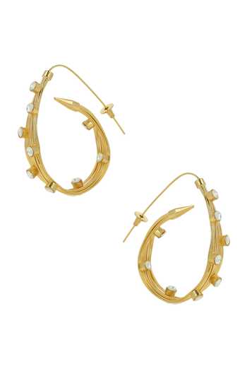 Ishhaara Gold Plated Stones Embellished Hoop Earrings Online at Aza Fashions Ishhaara_Gold Plated Stones Embellished Hoop Earrings _Online_at_Aza_Fashions