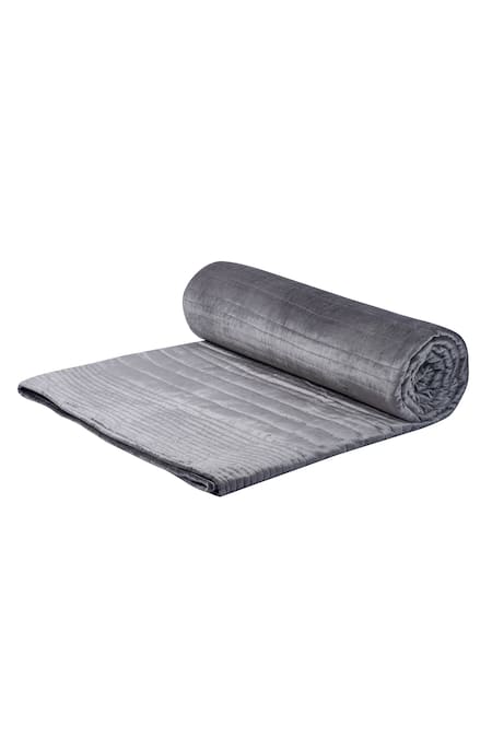 H2h Grey Velvet Slate Royal Bedcover Set Online at Aza Fashions H2h_Grey Velvet Slate Royal Bedcover Set_Online_at_Aza_Fashions