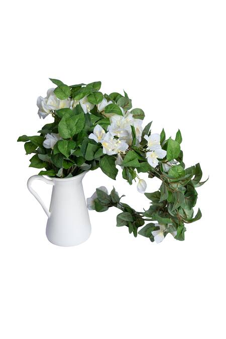 H2h_White Flower Polyester Fabric And Cascading Bougainvillea Artificial Creeper_Online_at_Aza_Fashions