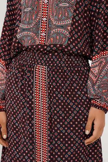 More Soul_Brown 100 % Viscose Print Diamond Skirt_Online_at_Aza_Fashions