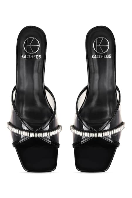Buy_Kaltheos_Black Crystals Helen Square Toe Heels_Online_at_Aza_Fashions