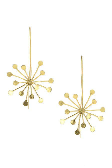 Ishhaara_Gold Plated Dandelion Pattern Earrings _Online_at_Aza_Fashions
