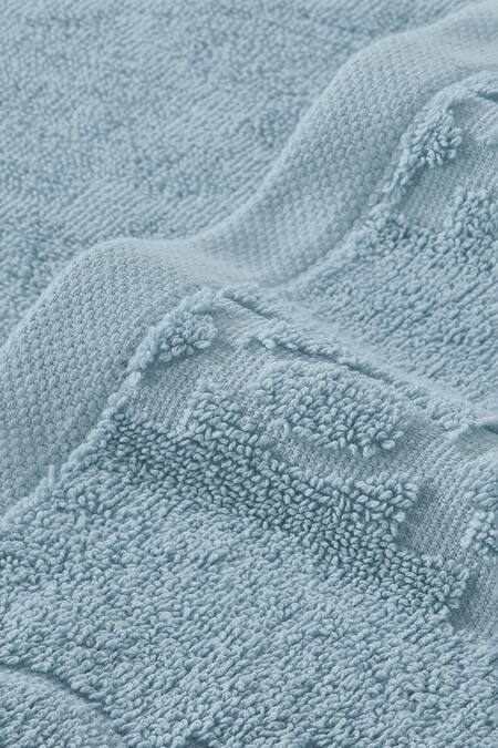 Houmn_Blue 100% Cotton Weaves Form Towel Set_Online_at_Aza_Fashions