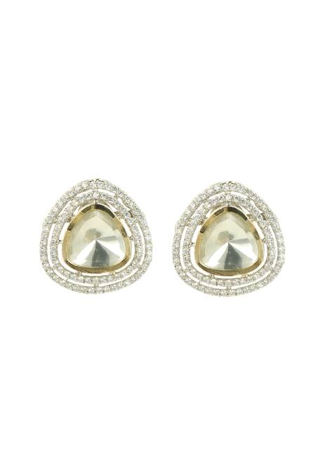 Ishhaara Silver Plated Diamonds, Stones Embellished Stud Earrings Online at Aza Fashions Ishhaara_Silver Plated Diamonds, Stones Embellished Stud Earrings _Online_at_Aza_Fashions