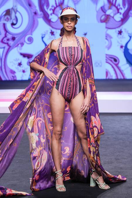 Limerick By Abirr N' Nanki_Multi Color Cole Floral And Paisley Pattern Cape _Online_at_Aza_Fashions