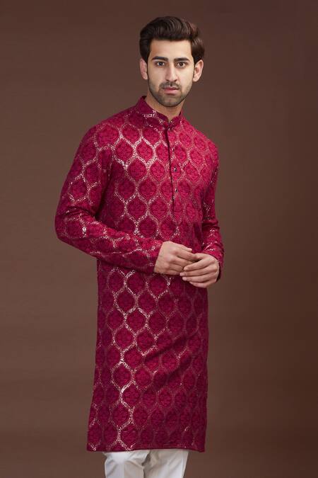 Kasbah Fuchsia Georgette Sequins, Embroidery And Thread Work Kurta Set Online at Aza Fashions Kasbah_Fuchsia Georgette Sequins, Embroidery And Thread Work Kurta Set _Online_at_Aza_Fashions