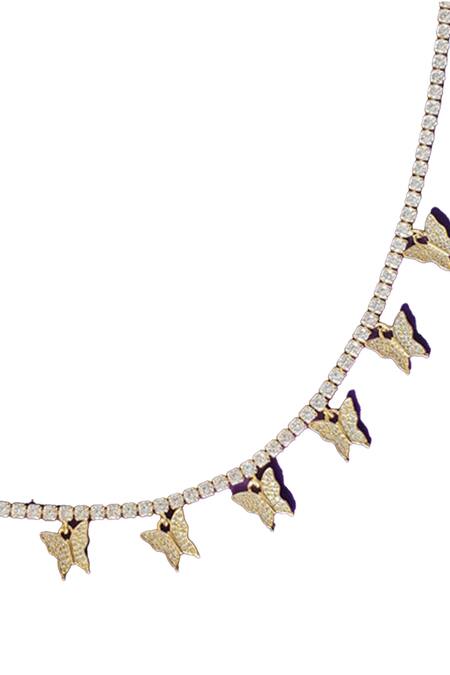 The Jewel Factor_Yellow Crystals Butterfly Embellished Necklace_Online_at_Aza_Fashions