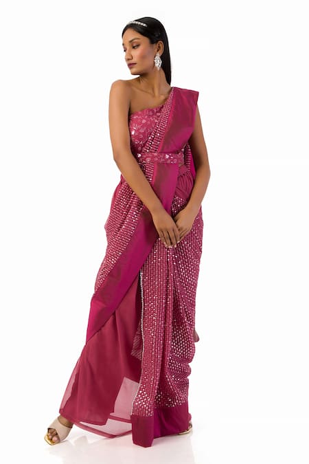 Pink palazzo suit with embroidery by Saree.com by AsoPalav