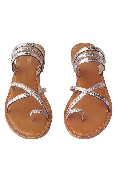 Nine By Janine Silver Textured And Braided Pattern Esmeralda Criss-cross Strap Flats Online at Aza Fashions Nine By Janine_Silver Textured And Braided Pattern Esmeralda Criss-cross Strap Flats _Online_at_Aza_Fashions