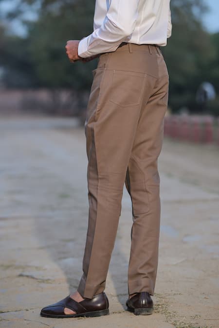 Raw & Rustic By Niti Bothra_Brown Cotton Plain Breeches _Online_at_Aza_Fashions