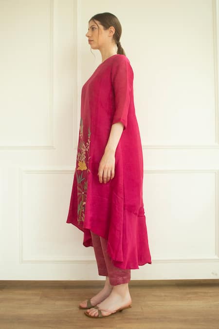 Oja Pink Pant , Tunic Linen Embroidered And Set Online at Aza Fashions Oja_Pink Pant , Tunic Linen Embroidered And Set _Online_at_Aza_Fashions