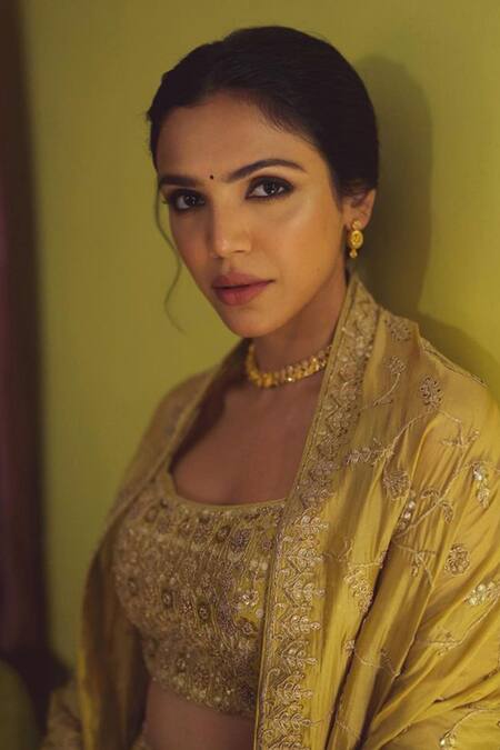 Punit Balana_Green Chanderi Silk Embroidery Marodi Scoop Neck Lehenga Set _Online_at_Aza_Fashions