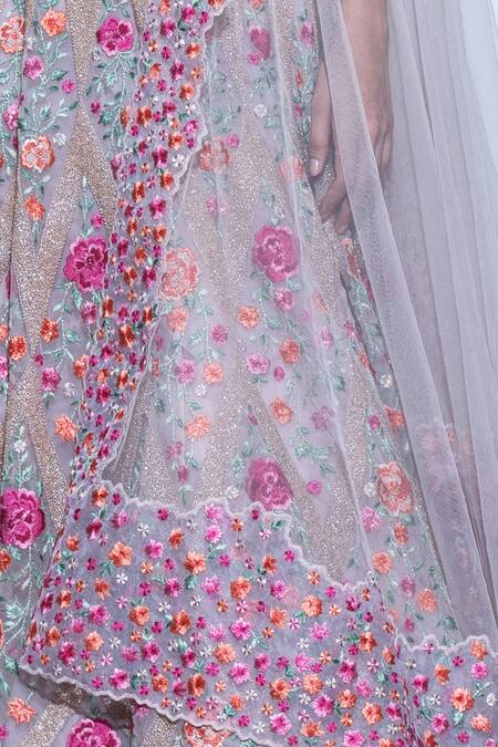 Shriya Som Beige Floral Embroidered Dupatta at Aza Fashions Shriya Som_Beige Floral Embroidered Dupatta _at_Aza_Fashions