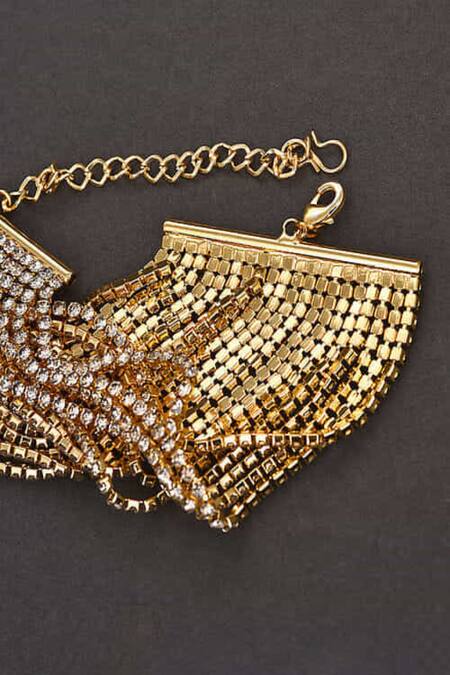 The Jewel Factor_Gold Plated Crystals Embellished Layered Bracelet_Online_at_Aza_Fashions