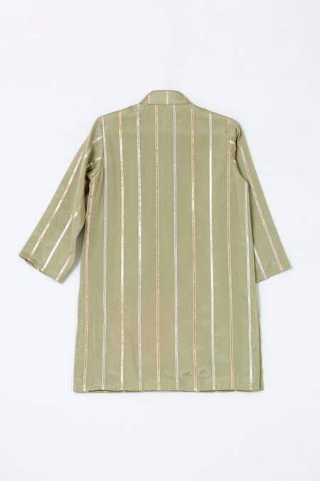 Shruti Jalan Green Cotton, Crepe Gota Patti, Sequins Work Kurta Pant Set Online at Aza Fashions Shruti Jalan_Green Cotton, Crepe Gota Patti, Sequins Work Kurta Pant Set _Online_at_Aza_Fashions