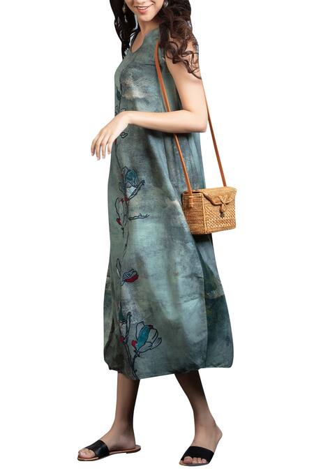 Anju Modi_Blue Silk Tunic_Online_at_Aza_Fashions