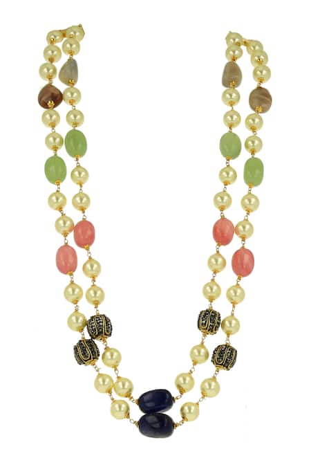 Buy Ishhaara Gold Plated Double Layered Stone Necklace Online at Aza Fashions Buy_Ishhaara_Gold Plated Double Layered Stone Necklace _Online_at_Aza_Fashions