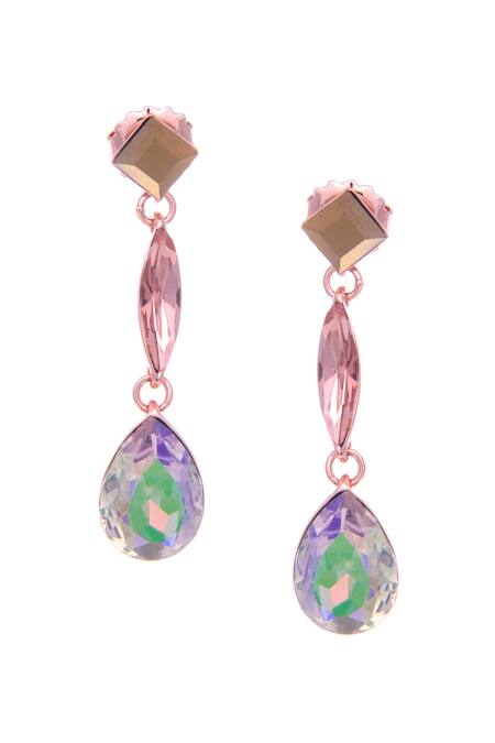 Ishhaara Brown Crystals, Stones Aquatic Embellished Earrings Online at Aza Fashions Ishhaara_Brown Crystals, Stones Aquatic Embellished Earrings _Online_at_Aza_Fashions