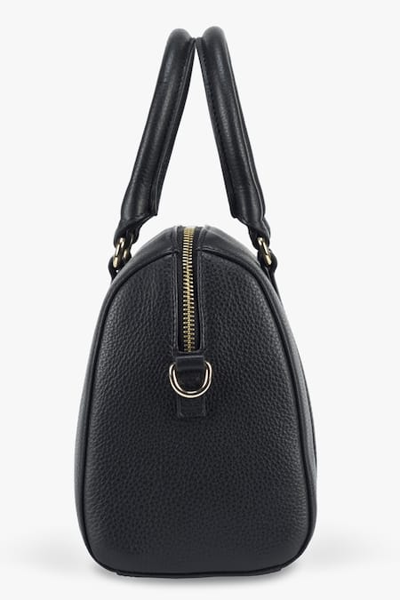 Tan & Loom_Black Textured Pebble Grain Leather Handbag_Online_at_Aza_Fashions