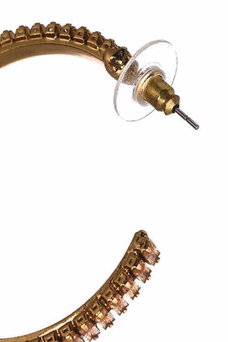 The Jewel Factor_Gold Plated Crystals, Diamonds Embellished Hoops_Online_at_Aza_Fashions