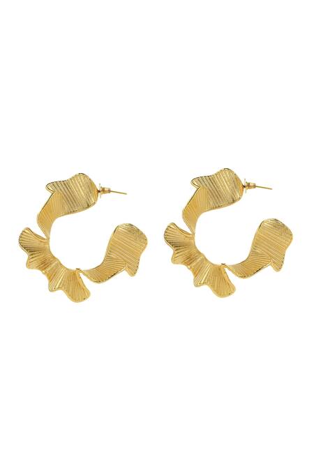 Ishhaara Gold Plated Wave Shaped Hoops Online at Aza Fashions Ishhaara_Gold Plated Wave Shaped Hoops _Online_at_Aza_Fashions