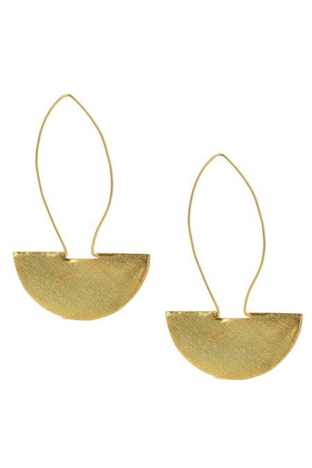 Ishhaara_Gold Plated Taco Shaped Dangler Earrings _Online_at_Aza_Fashions