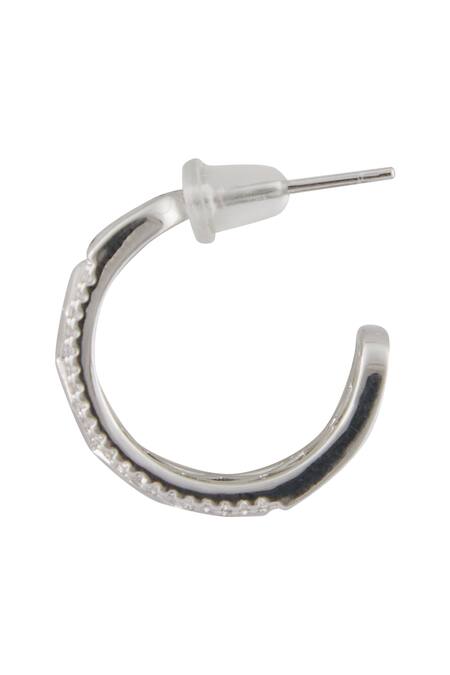 Minaki_Green Stones, Cut Work, Crystals Embellished Hoop Earrings_Online_at_Aza_Fashions