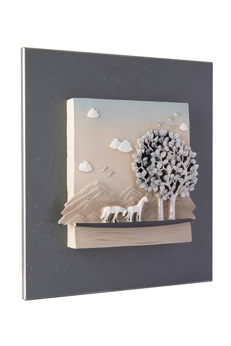 H2h_Grey Fibre Mare Stallion Wall Art_Online_at_Aza_Fashions