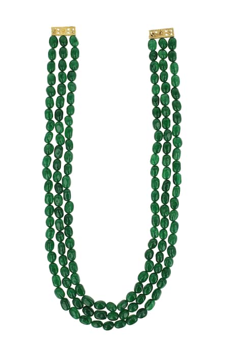 Ishhaara Green Kundan Beads Embellished Necklace Online at Aza Fashions Ishhaara_Green Kundan Beads Embellished Necklace _Online_at_Aza_Fashions