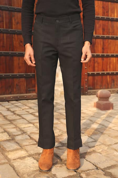 Raw & Rustic By Niti Bothra_Black Cotton Handcrafted Solid Jeans _Online_at_Aza_Fashions