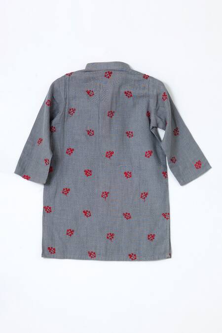 Shruti Jalan Grey Cotton Embroidery, Gota Patti Anchor Thread Kurta Set Online at Aza Fashions Shruti Jalan_Grey Cotton Embroidery, Gota Patti Anchor Thread Kurta Set _Online_at_Aza_Fashions