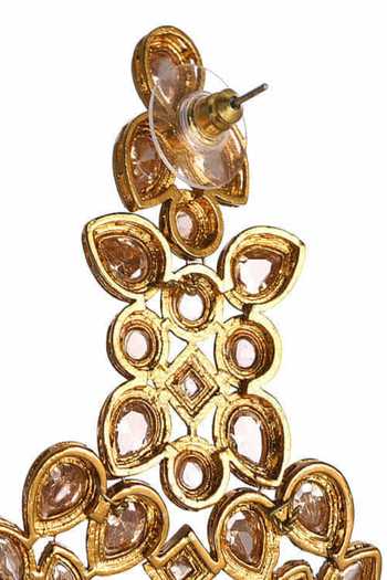 The Jewel Factor_Gold Plated Crystal Leaf Shaped Earrings_Online_at_Aza_Fashions