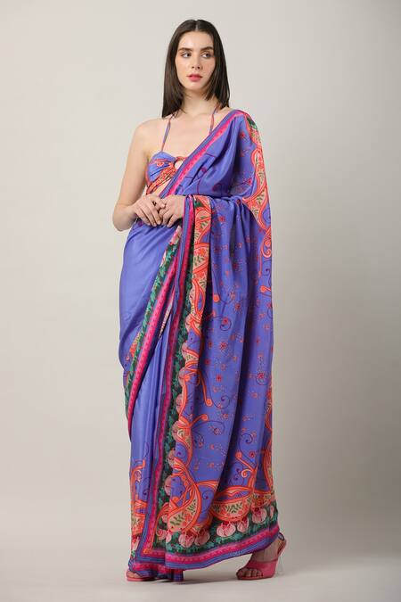 Limerick By Abirr N' Nanki Multi Color Crepe Printed Paisley Dion Placement Saree Online at Aza Fashions Limerick By Abirr N' Nanki_Multi Color Crepe Printed Paisley Dion Placement Saree _Online_at_Aza_Fashions