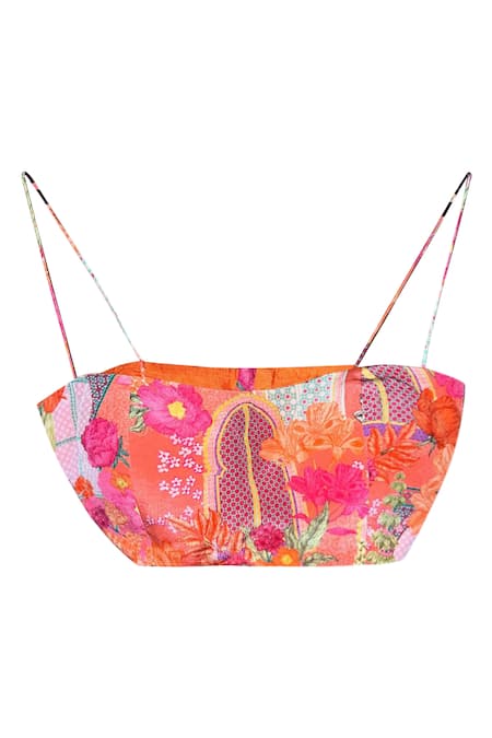 Buy Krisha Sunny Ramani Orange Crepe Crystals V-neck Floral Pattern Draped Jumpsuit Online at Aza Fashions Buy_Krisha Sunny Ramani_Orange Crepe Crystals V-neck Floral Pattern Draped Jumpsuit _Online_at_Aza_Fashions