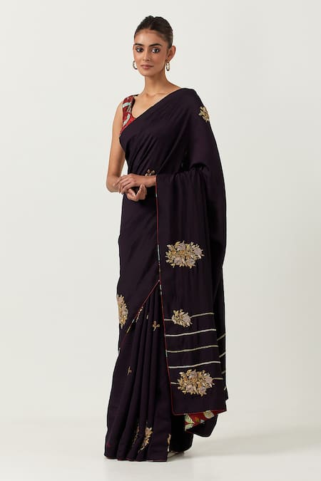 Buy Label Earthen Blue Chiffon, Chanderi Embroidery Round Syahi Zardozi Anar Saree With Blouse Online at Aza Fashions Buy_Label Earthen_Blue Chiffon, Chanderi Embroidery Round Syahi Zardozi Anar Saree With Blouse _Online_at_Aza_Fashions