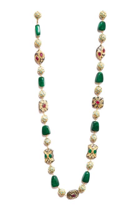 Ishhaara_Multi Color Stone Embellished Necklace _Online_at_Aza_Fashions