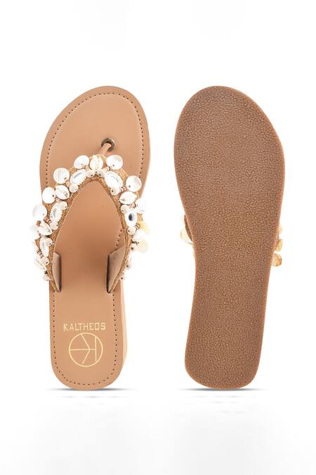 Kaltheos_Brown Embellished Sophia Straps Wedges_Online_at_Aza_Fashions