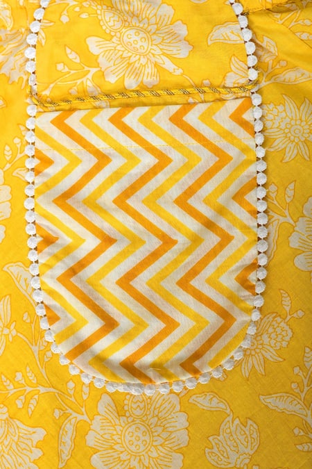 Shop Pankhuri By Priyanka Yellow Cotton Floral Print Lehenga And Blouse Set Online at Aza Fashions Shop_Pankhuri By Priyanka_Yellow Cotton Floral Print Lehenga And Blouse Set _Online_at_Aza_Fashions