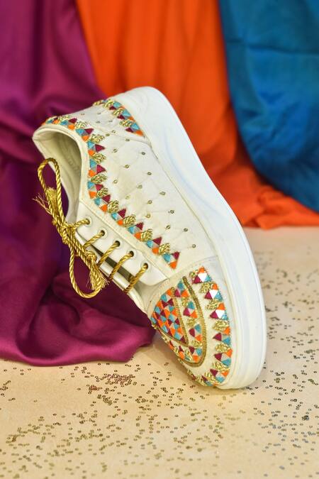 Buy_Around Always_Multi Color Carnival Geometric Embroidered Sneakers _Online_at_Aza_Fashions