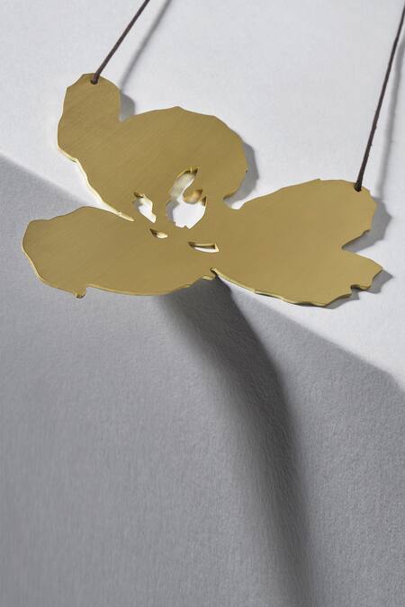 Shop Tachi Gold Plated Metal The Saffron Neckpiece at Aza Fashions Shop_Tachi_Gold Plated Metal The Saffron Neckpiece_at_Aza_Fashions