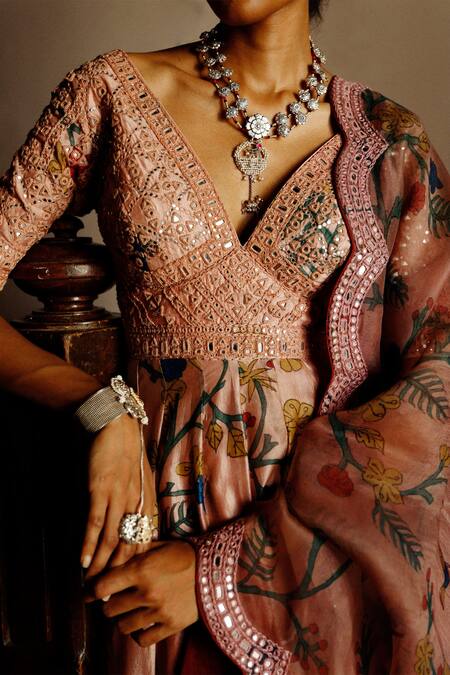 Buy Archana Jaju Pink Anarkali Pure Silk, Leggings Cotton Lycra And Dupatta Hand Painted Set Online at Aza Fashions Buy_Archana Jaju_Pink Anarkali Pure Silk, Leggings Cotton Lycra And Dupatta Hand Painted Set_Online_at_Aza_Fashions