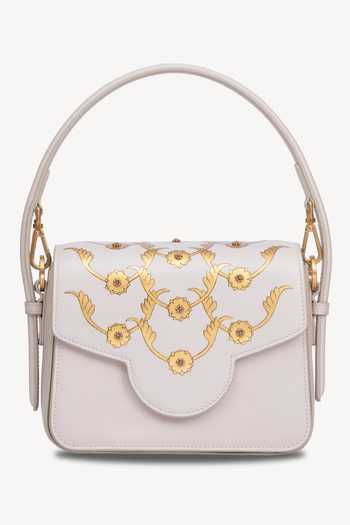 Buy_Aranyani_White Embellished Mini Top Handle_Online_at_Aza_Fashions