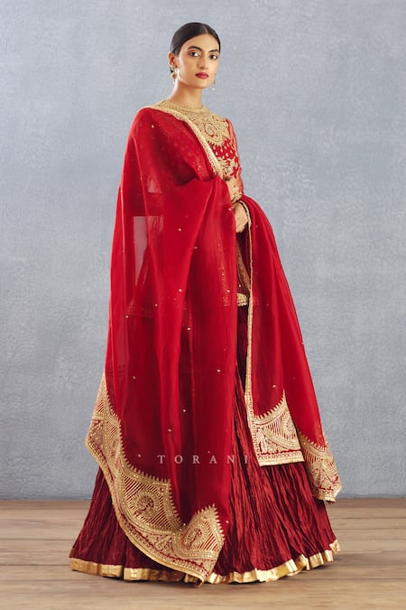 Shop_Torani_Red Blouse Butterfly Net And Dupatta Silk Organza, Sindoori Gautami Kurta Set _Online_at_Aza_Fashions