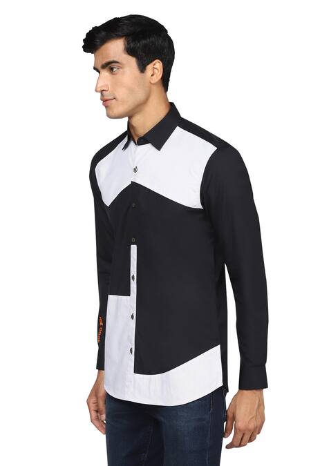 Noonoo Black Giza Cotton Striped Slim-fit Shirt Online at Aza Fashions Noonoo_Black Giza Cotton Striped Slim-fit Shirt _Online_at_Aza_Fashions