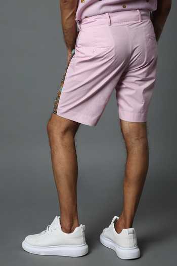 Buy_House Of Three_Pink Cotton Poplin Jewel Mural Hawaiian Shorts _Online_at_Aza_Fashions