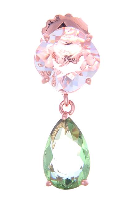 Shop_Ishhaara_Green Crystals Embellished Danglers _Online_at_Aza_Fashions