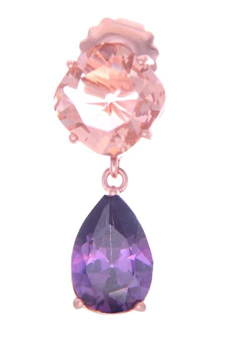 Shop_Ishhaara_Purple Crystals Tear Drop Shaped Earrings _Online_at_Aza_Fashions