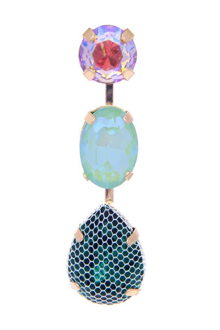 Shop_Ishhaara_Green Crystals Embedded Earrings _Online_at_Aza_Fashions