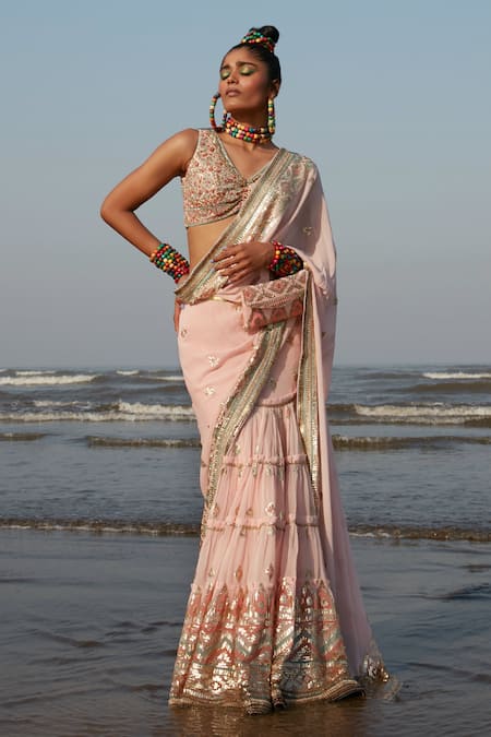 Gopi Vaid Fez Pre-Draped Ruffle Saree With Saree 