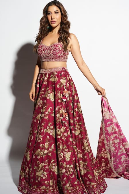 Sana Barreja Gulesha Floral Print Lehenga Set 